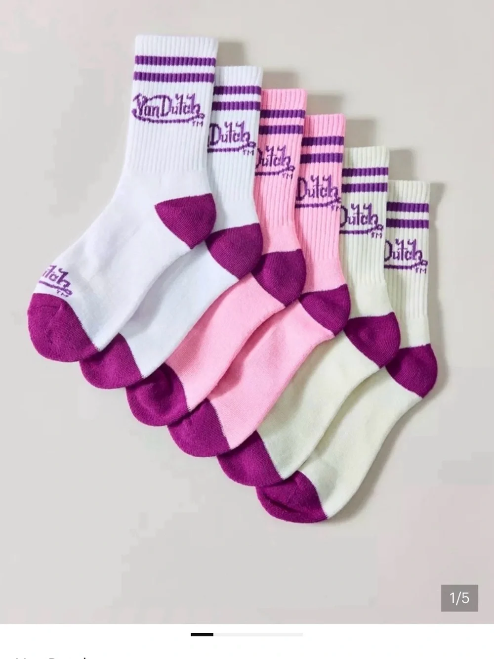Von Dutch women’s White, tan, pink Crew Socks